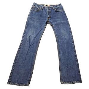 Levis 505 Denim Blue Jeans Straight Leg Regular Fit Medium Wash Mens 32x32